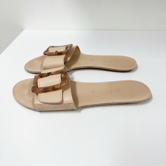 Definery Loop Blush Flat Slide Sandals Tortoise Buckle 37 7 - Picture 6 of 7